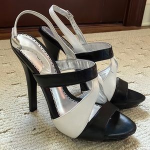 Black and White Leather Hollywood Heels